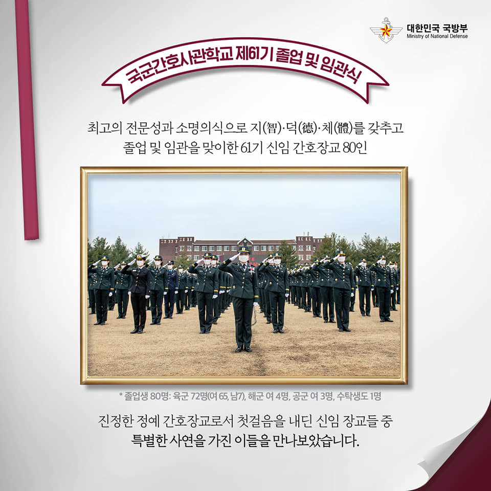 [화제의 인물들] 2021년 국군간호사관학교 61기 임관자