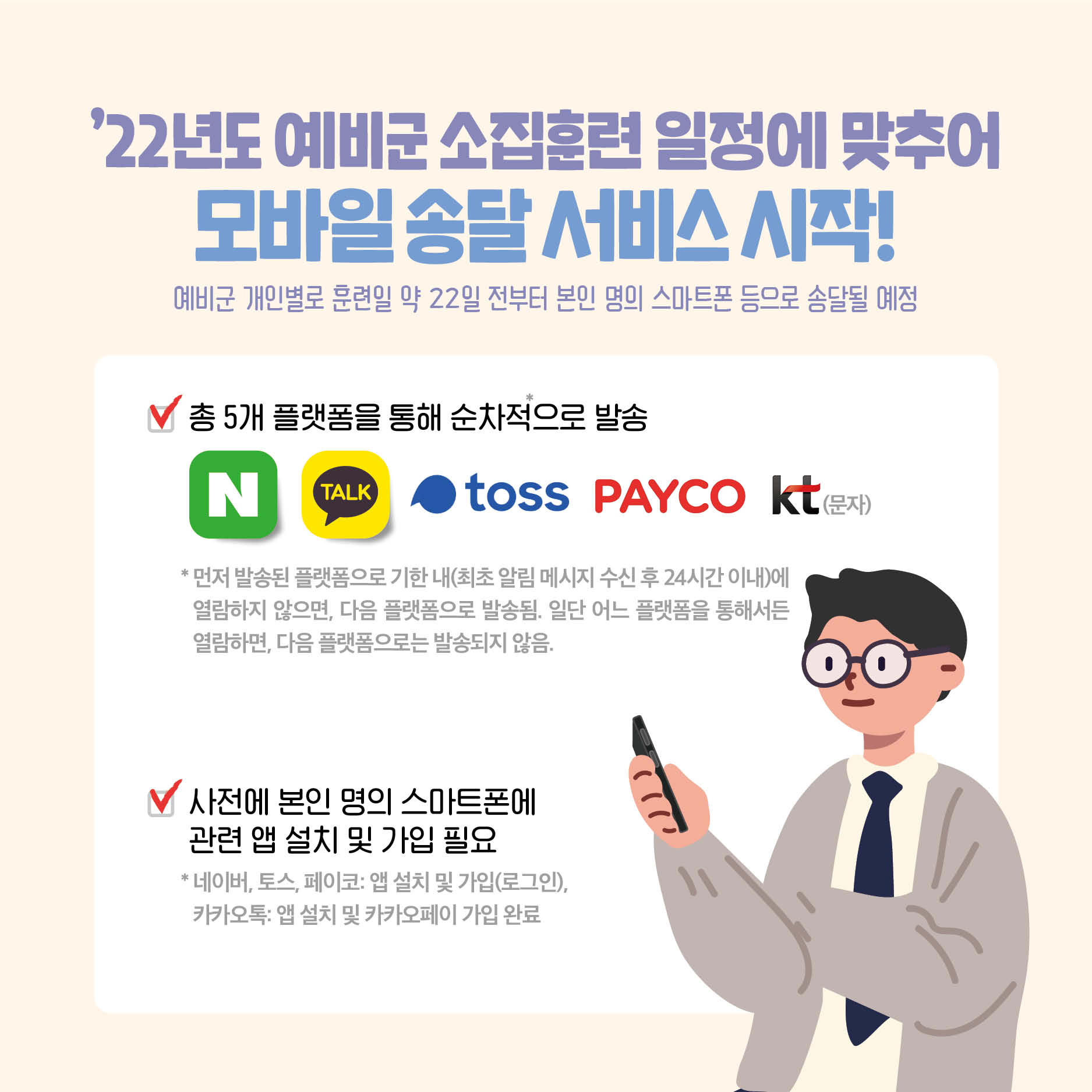 예비군 교육 훈련소집통지서 모바일 확인 카드뉴스